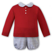Sarah Louise Boys Red Jumper and Grey Short Set